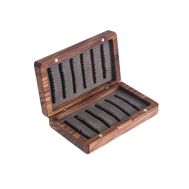Caja de moscas de madera de nogal