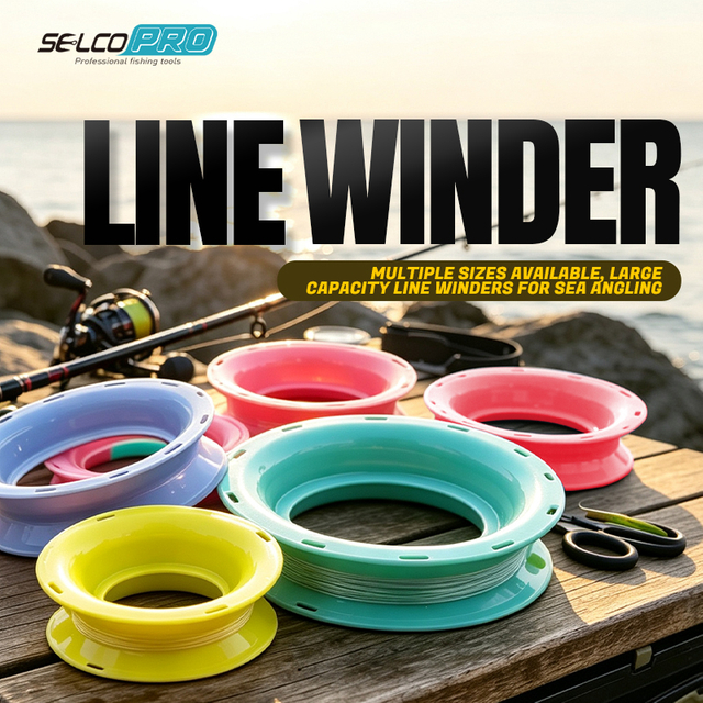 Selco ABS enrollador de línea de pesca con muescas de bloqueo de línea para almacenamiento de línea de pesca