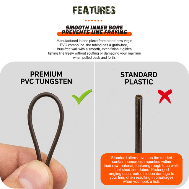 Selco Funda de sedal de PVC mate para pesca de carpas, tubo protector de sedal resistente a la abrasión cortable de 2 m