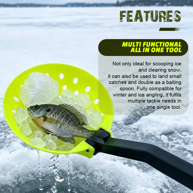 Pala plegable para pesca en hielo Selco con cabeza perforada de ABS y empuñadura de EVA