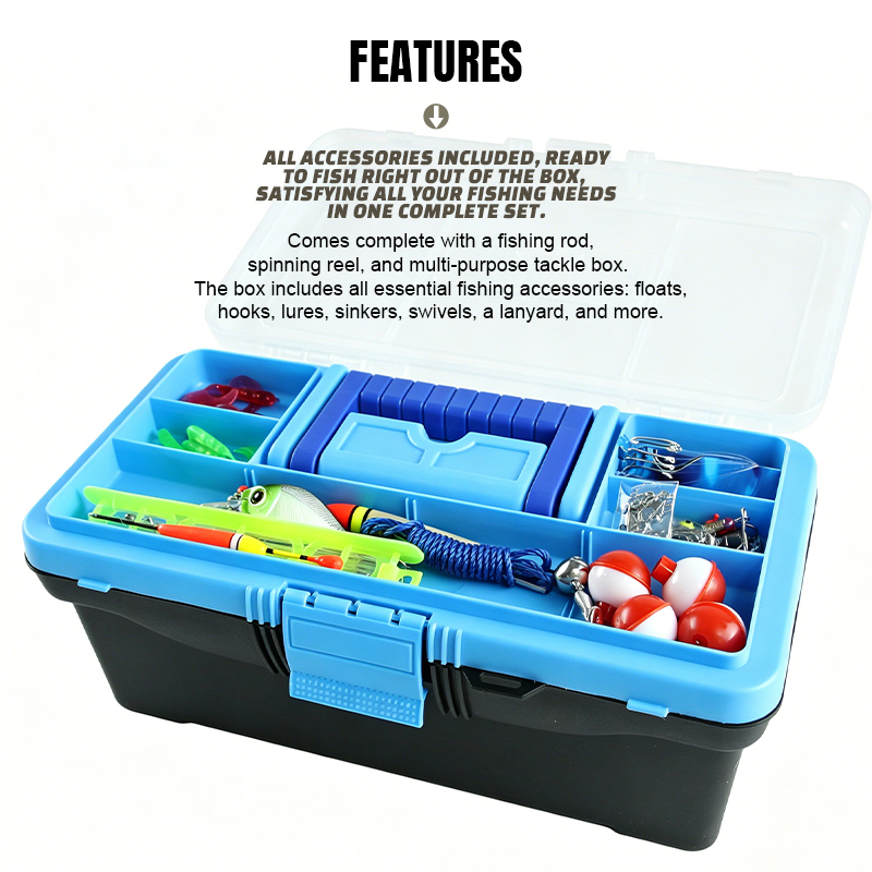 Selco Aparejos de pesca todo en uno Kit combinado completo de carrete de caña para pesca en agua dulce