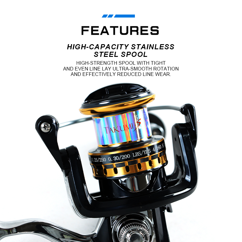 Selco SGR-GL2800 Carrete giratorio con rodamientos 5+1BB, relación de engranaje 4.6:1 y arrastre máximo de 16 kg, carrete de acero inoxidable de alta capacidad para pesca en agua salada y dulce