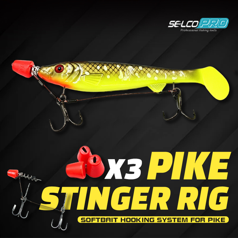 Selco Heavy Duty 304 Acero inoxidable doble anzuelo triple Señuelos de pesca Pike Stinger Rig para pesca de lucio 