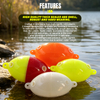 Selco Flotador de pesca de plástico ABS de 45 x 94 mm con ojales de doble línea y relleno de agua ajustable, flotador central ligero de alta sensibilidad para pesca en agua dulce y salada