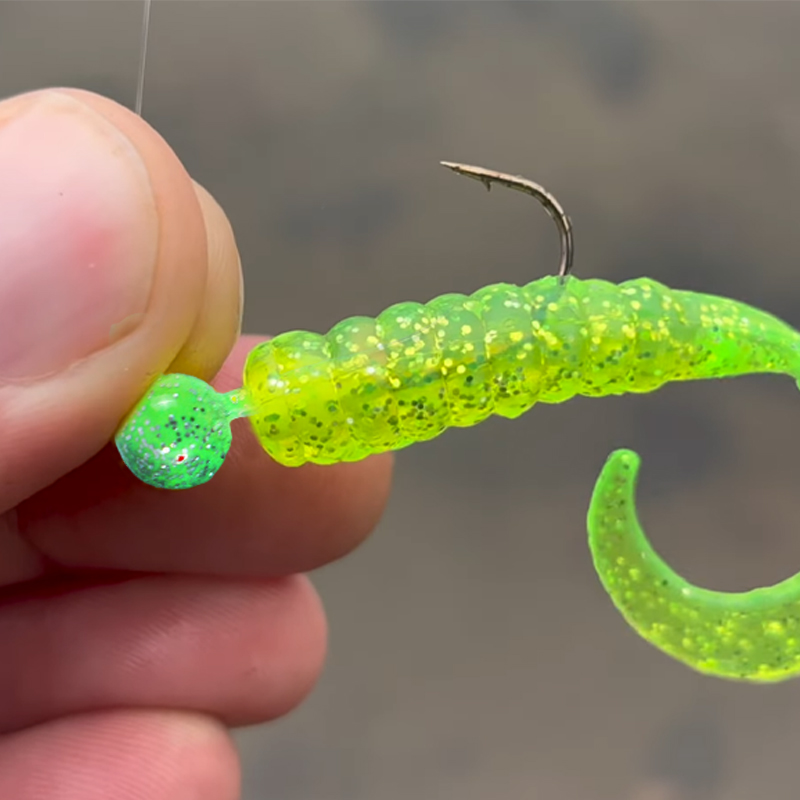 Selco Cabezal de anzuelo de bola redonda sin collar con pintura de discoteca y anzuelo afilado para pesca con señuelo blando en agua dulce