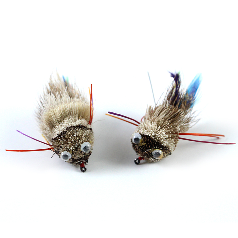 Selco Señuelo de mosca de pelo de ciervo con patas de goma y cola de plumas para pesca con mosca en agua dulce