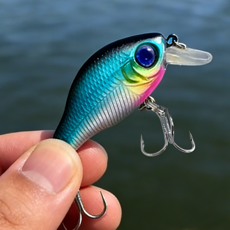 Selco Señuelo de pesca Crankbait ABS de 5,5 cm y 8 g con ojos 3D y anzuelos triples, cebo de plástico duro para pesca en agua dulce