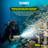 Selco Linterna de Buceo con Interruptor magnético a Prueba de Agua y cordón de muñeca, Antorcha Impermeable con Pilas AA de 150-180LM para Buceo y Uso en Exteriores