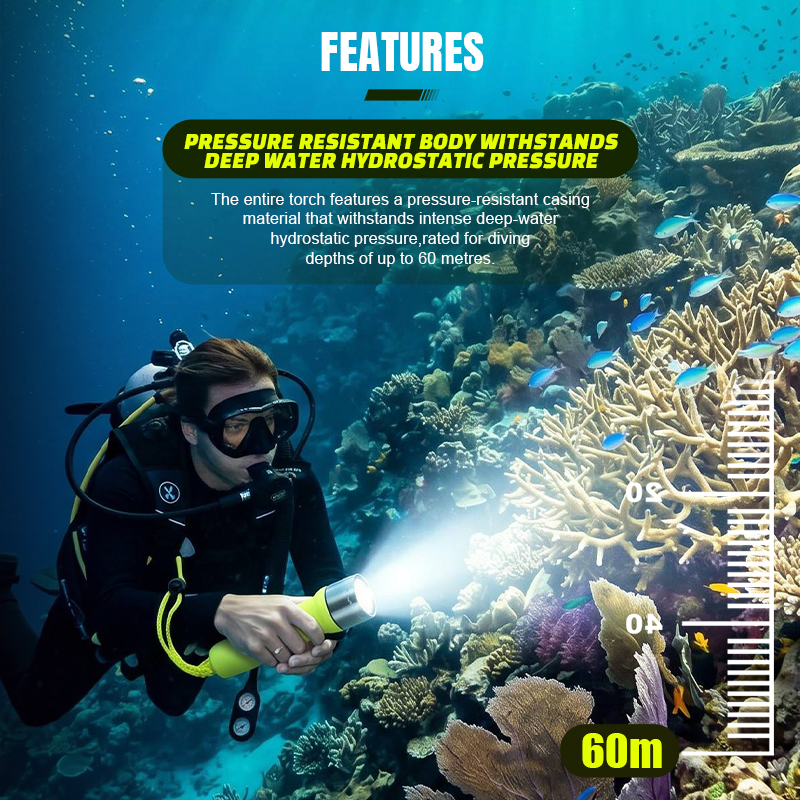 Selco Linterna de Buceo con Interruptor magnético a Prueba de Agua y cordón de muñeca, Antorcha Impermeable con Pilas AA de 150-180LM para Buceo y Uso en Exteriores