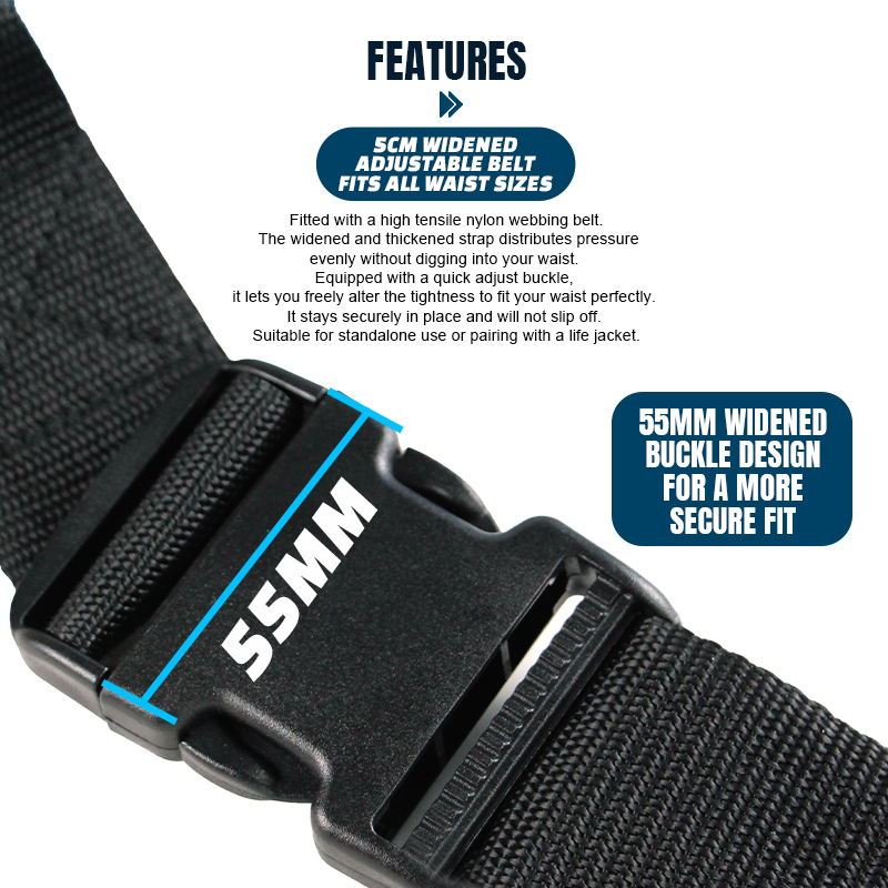 Selco Cinturón de combate ABS de alta resistencia con barra de tope de acero inoxidable y cinturón ajustable de 5 cm para pesca de altura en agua dulce y salada