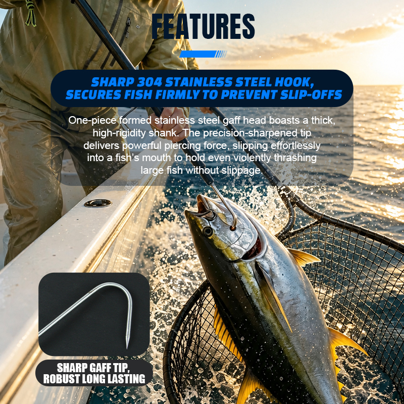 Selco-anzuelo de pesca telescópico de aluminio ajustable, acero inoxidable 304, 60-120cm, para pesca de altura en agua salada