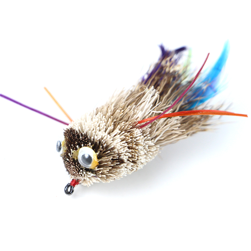 Selco Señuelo de mosca de pelo de ciervo con patas de goma y cola de plumas para pesca con mosca en agua dulce